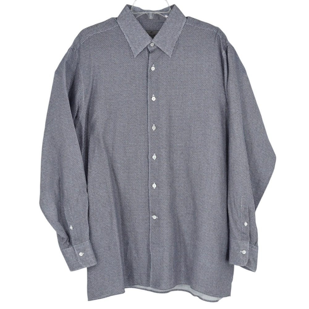 Canali 1934 Men's 2XL 100% Linen Shirt Red Blue Micro Dot Pattern Made In Italy